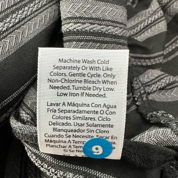 Terra & Sky Peasant Maxi Dress Black Ikat Stripe Tiered Long Sleeve Plus Size 1X - Picture 10 of 10